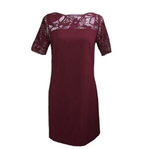 Ann Taylor Wine Burgundy Crochet Top Dress Sz 6